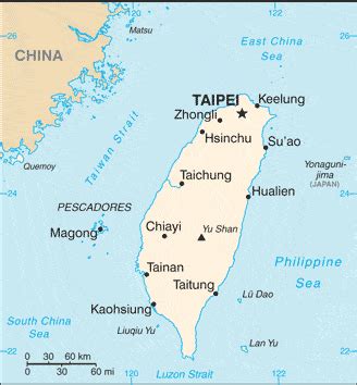 Google Map of Taiwan .